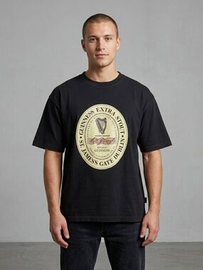 Official Guinness Extra Stout Graphic T-Shirt Black XXL St James Gate Dublin